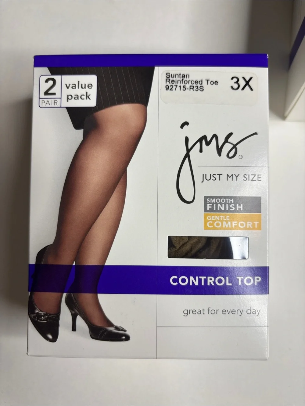 Just My Size Control Top Hosiery - Suntan & Off Black Two-Pack